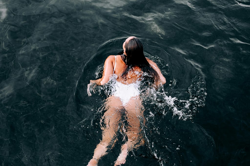 Image of woman bathing in seawater