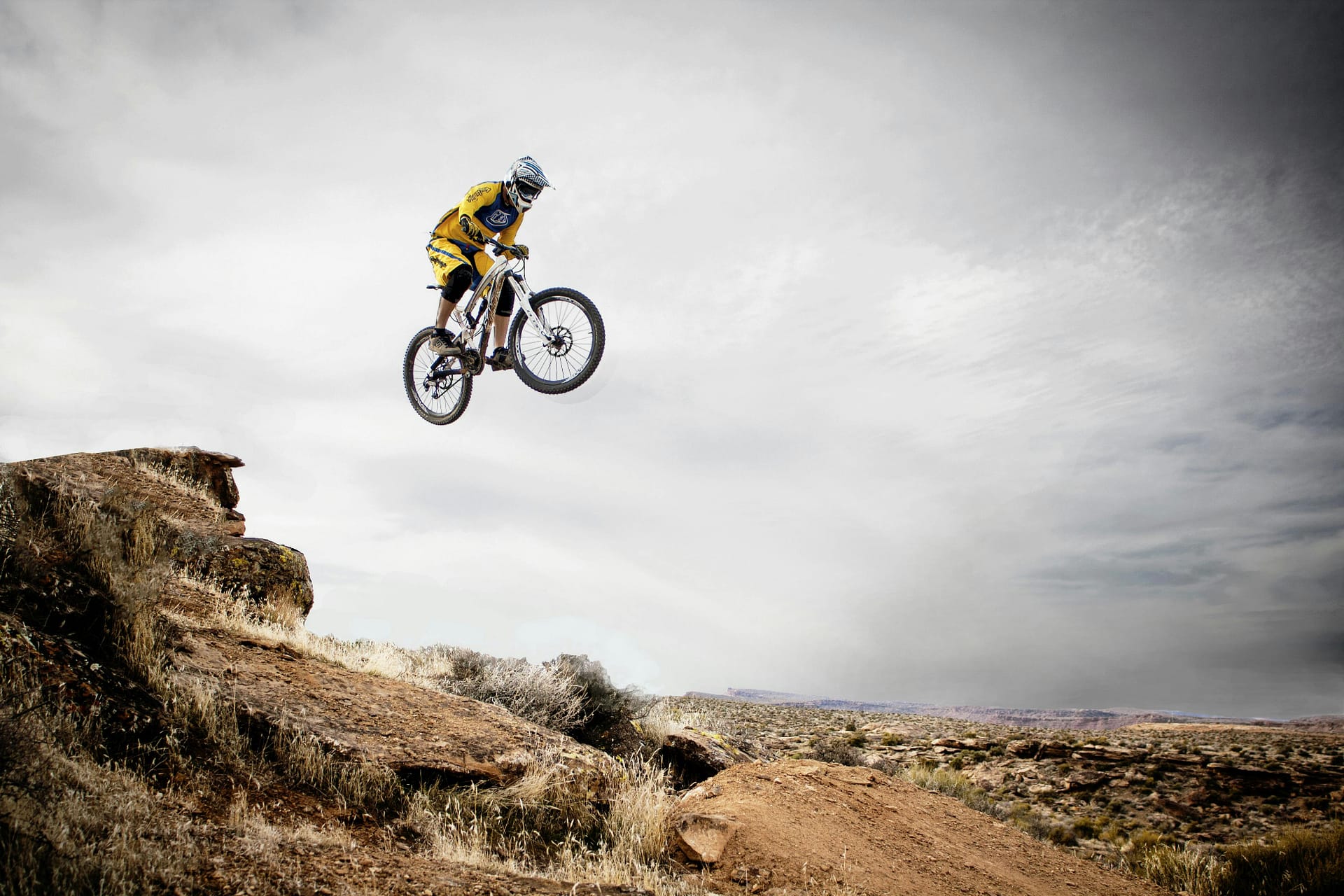 Image of mountain bike rider. Everyone dies but not everyone lives